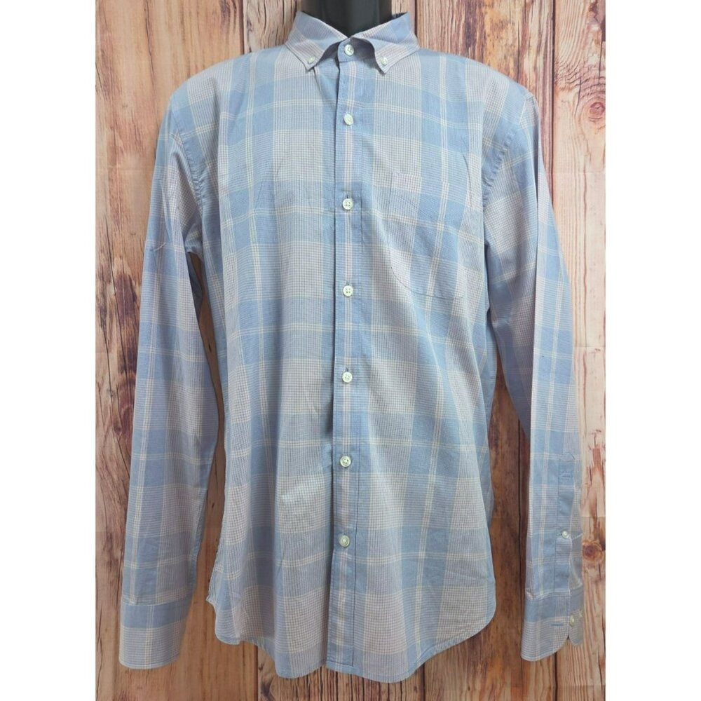 Bonobos Mens Button-Down Shirt Medium Blue & Pink Plaid